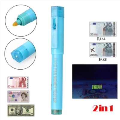 2 in 1 偽造紙幣検出ペン紙幣検証ペン UV ブラックライト通貨検出器